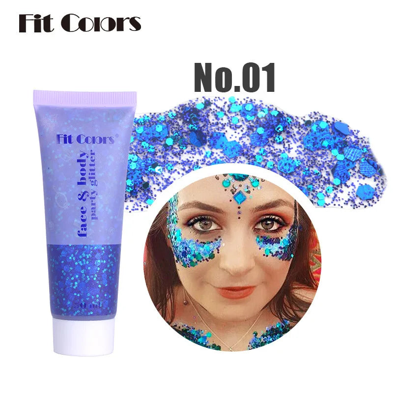 20 Colors Body Glitter Gel Mermaid's Scale Chunky Glitter Sequins Gel for Face Body Hair Nail Christmas and Party
