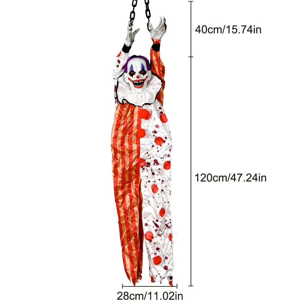 Halloween Animatronics Decoration Hanging Clown Nurse Voice Control Electric Outdoor Scary Clearance Horror Haunted House Props