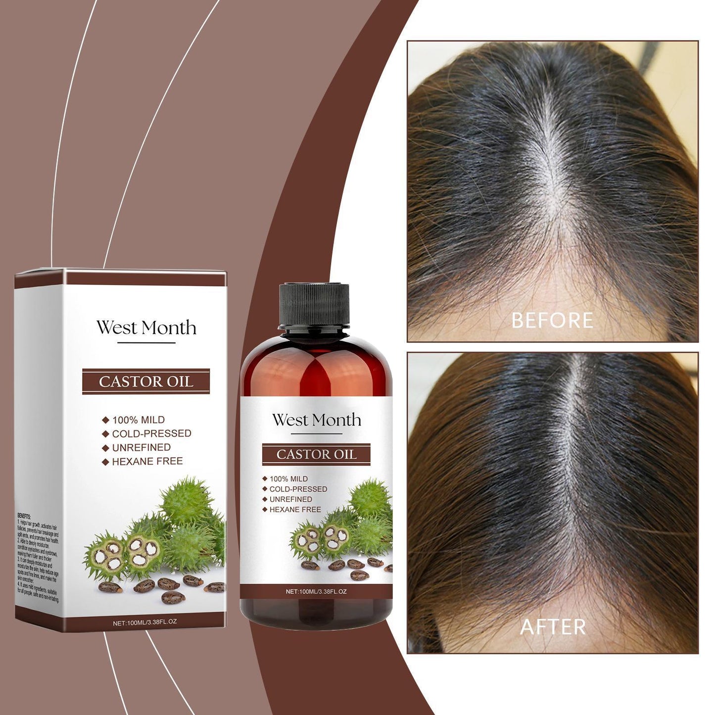 Cold Compressed and Gentle Strengthening Organic Castor Oil for Skin Care