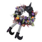 Halloween Wreath Long Legged Wicked Witch Front Door Garlands Decor Hat Leg Mesh Halloween Decorations Wall Hanging Pendant