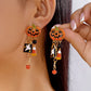 Halloween Pumpkin Dangle Earrings for Women Crystal Zircon Ghost Spider Long Tassel Dripping Oil Earring Party Festival Jewelry