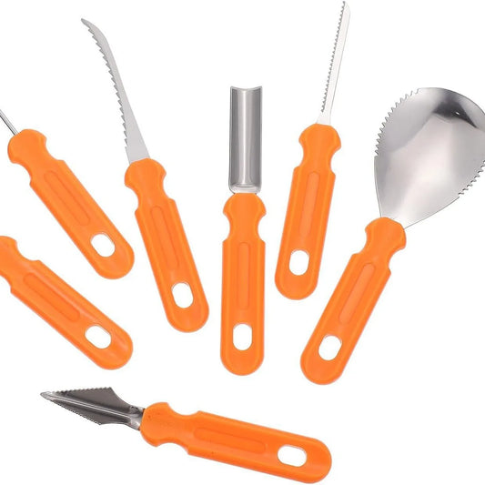7Pcs Halloween Pumpkin Carving Set Tools Pumpkin Carving Knife Adults Pumpkin Cutting Supplies Engraving Kitchen Cutting Tools