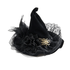 Flower Witch Hat Hair Clip Skull Spider Gothic Style Halloween Hair Clip Headdress Dark Black Witch Hairpins Cosplay