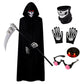 Halloween Scary Costume Grim Reaper Costume for Boys Kids Costume with Glowing Red Eyes with Gloves Mask