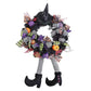 Halloween Wreath Long Legged Wicked Witch Front Door Garlands Decor Hat Leg Mesh Halloween Decorations Wall Hanging Pendant