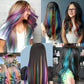 Hair Extensions Clip in 22 Inch Colored Hair Extensions Party Highlights Long Straight Synthetic Hairpieces for Women Kids Girls