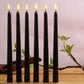 3 or 6 Pieces Black Flameless LED Taper Candles 11 inch,Plastic Realistic Flickering Decorative Halloween Candle Light