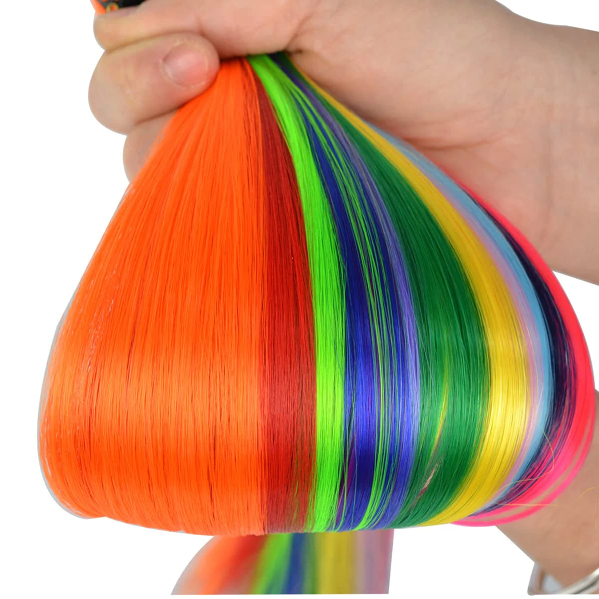 Hair Extensions Clip in 22 Inch Colored Hair Extensions Party Highlights Long Straight Synthetic Hairpieces for Women Kids Girls