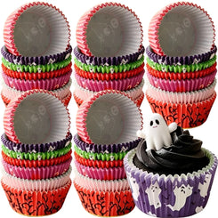 100PCS Halloween Cupcake Liners Ghost Pumpkin Muffin Baking Cups Wrapper Tray Holder DIY Party Candy Cake Decorations Supplies