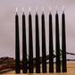 3 or 6 Pieces Black Flameless LED Taper Candles 11 inch,Plastic Realistic Flickering Decorative Halloween Candle Light