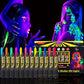 12pcs UV Neon Face Body Paint Kit,Fluorescent Glow in The Dark Face Paint Crayons Sticks for Mardi Halloween Masquerade Makeup