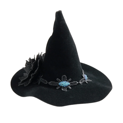 Flower Witch Hat Hair Clip Skull Spider Gothic Style Halloween Hair Clip Headdress Dark Black Witch Hairpins Cosplay